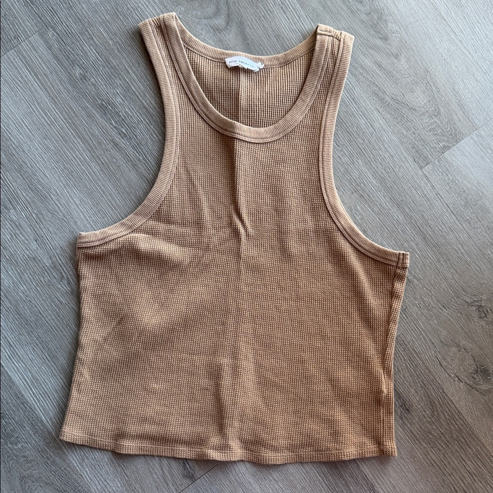Good American Tan / Taupe Ribbed Tank Top